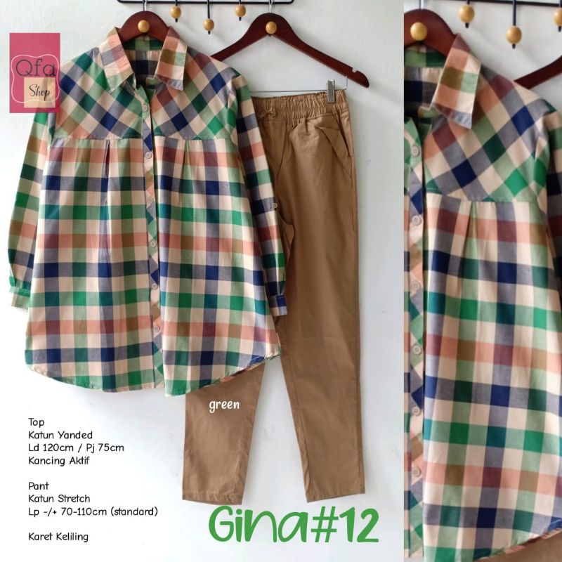 baju gina setelan celana muslim wanita terbaru simple santai casual