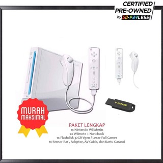 Nintendo Wii [PreOwned] + 32GB Flash Disk Full Games + HDMI Converter Cable (2 Wiimote + 2 Nunchuck) GARANSI 3 BULAN
