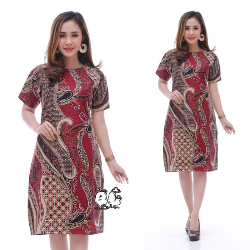 COUPLE KELUARGA TERVIRAL BATIK PEKALJAYA 1794 PALING LARIS BISA COD-Dress ibu (engkol A)
