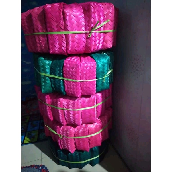 HALODUL [ READY ] BESEK BAMBU WARNA | KOTAK NASI | BESEK NASI CATERING UKURAN 18 X 18 CM  BS 7
