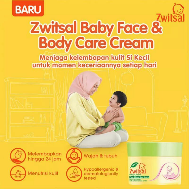 ZWITSAL Baby Face &amp; Body Care Cream 50g / Zwitsal Lotion Wajah &amp; Tubuh Badan 50gr