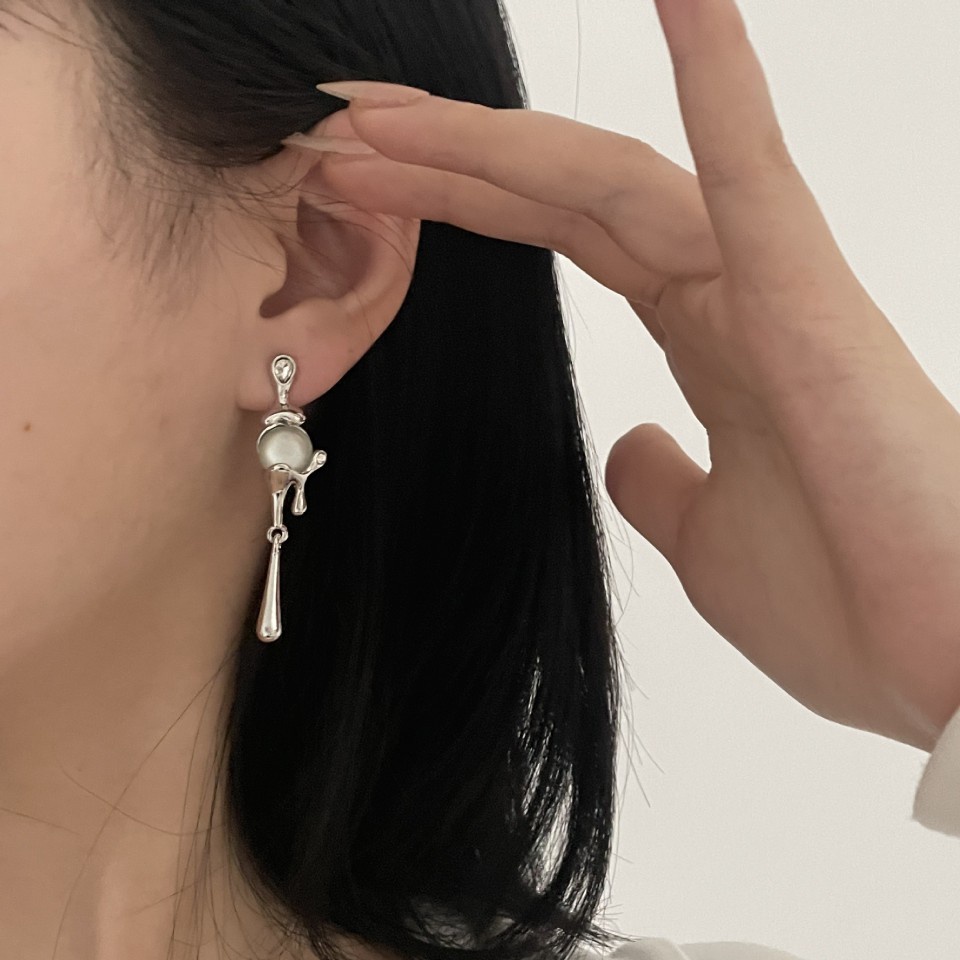 Anting Panjang Bentuk Waterdrop Opal Gaya Harajuku