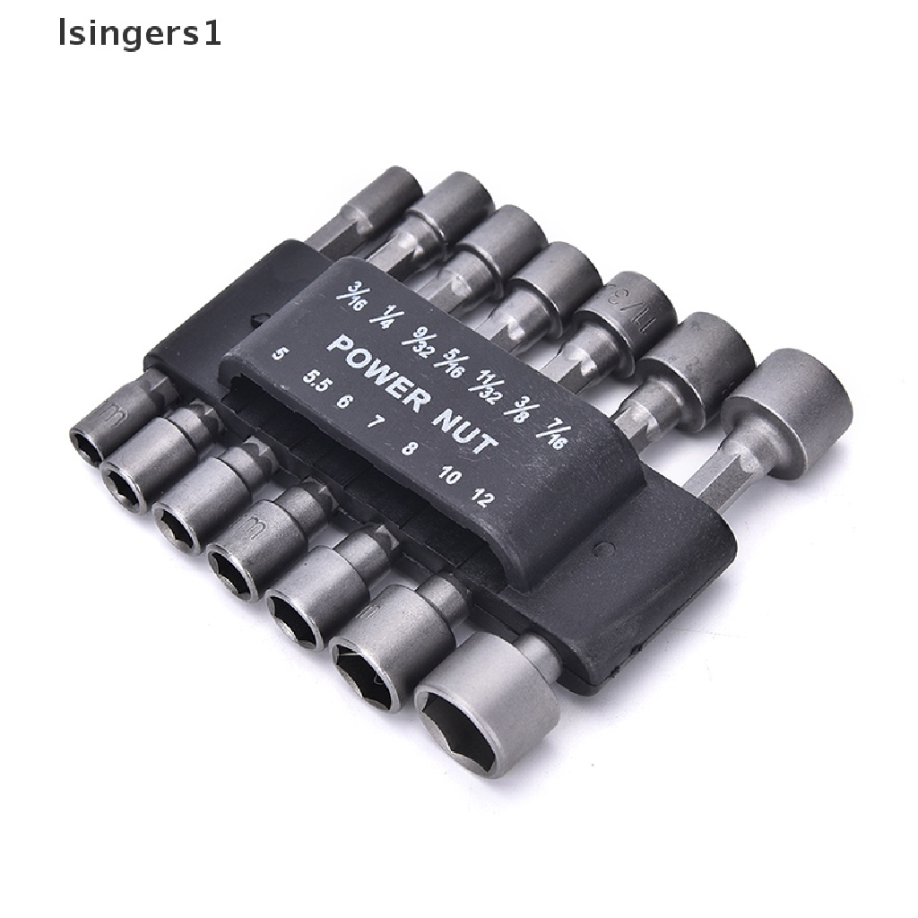 (lsingers1) 14pcs / Set Mata Bor Power Nut Driver SAE Metric Socket 1 / 4 &quot;Hex Shank