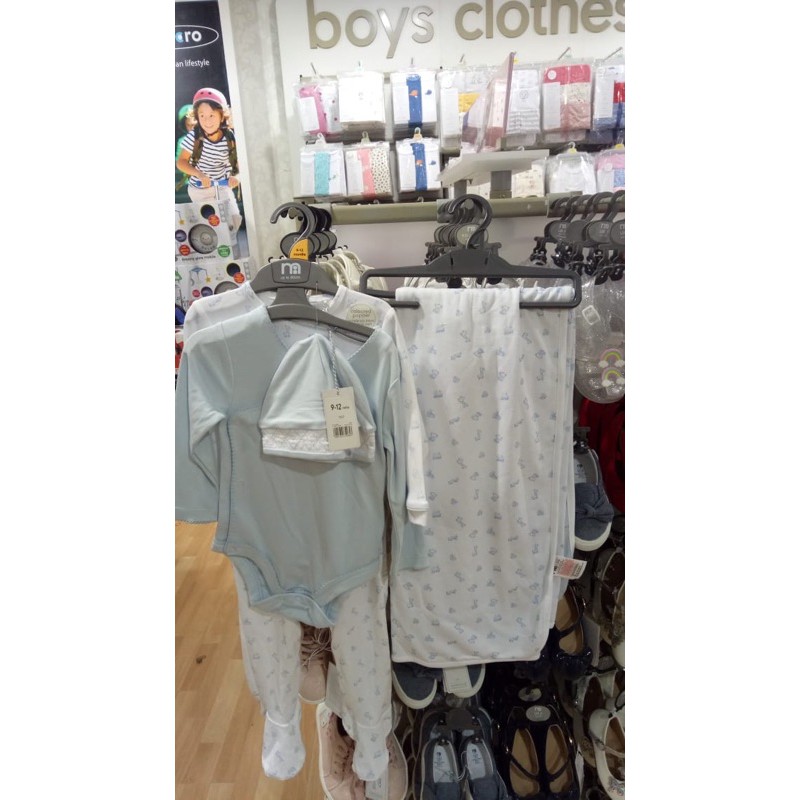 MOTHERCARE SALE 4 PIECE SET SLEEPSUIT, BODYSUIT, HAT AND BLANKET FOR BABY BOY