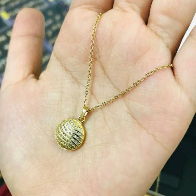 Kalung titanium gold rose gold panjang