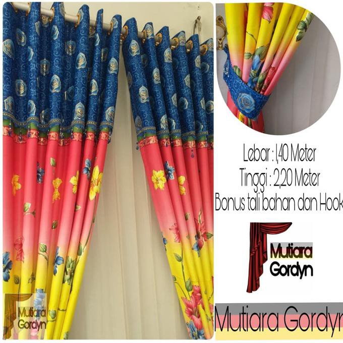 Gorden Blackout Poni Lurus Flower Biru Valleyolshop