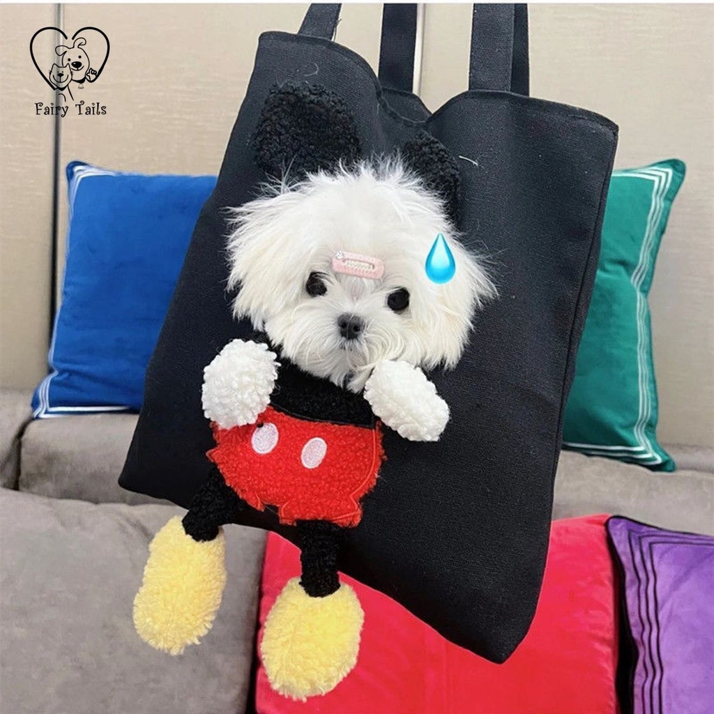 Pet Carrier Tas Kanvas Motif Mickey Mouse Lucu (Head Cut)