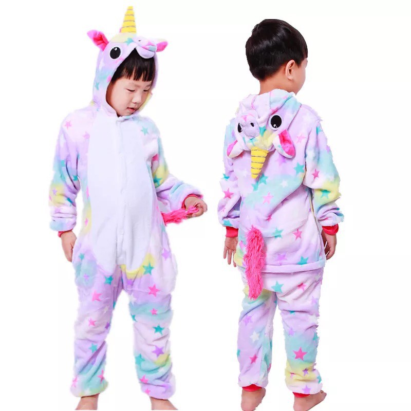 BAJU ONESIE UNICORN WHITE BLUE PIYAMA KOSTUM COSPLAY PARTY ANAK
