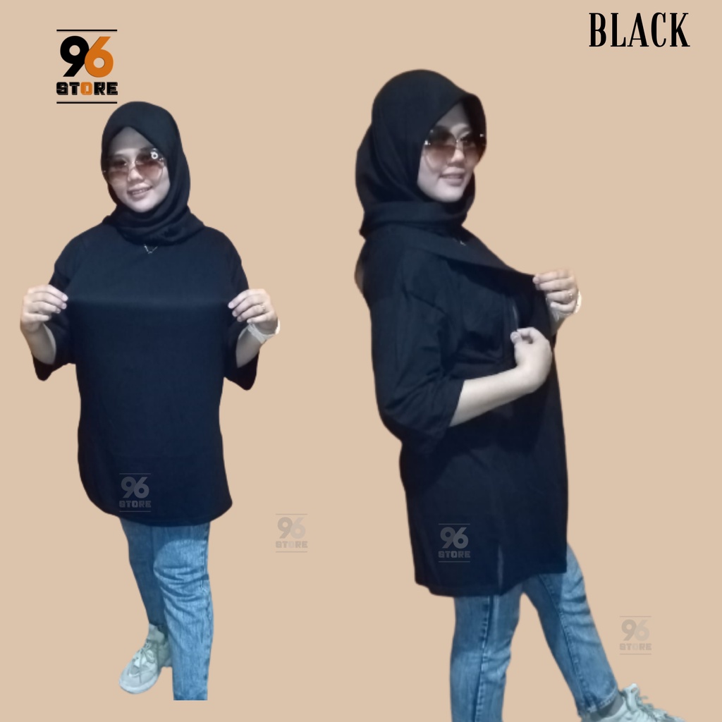 Kaos Oversize Wanita Polos Panjang Lengan  7/8