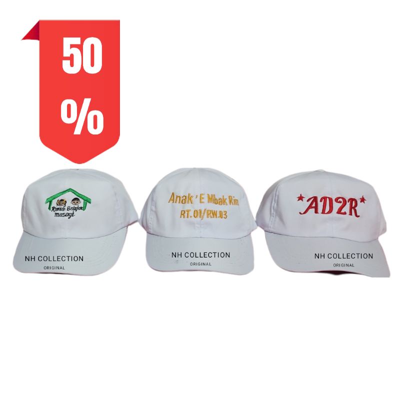 Topi Bisbol DEWASA Unisex Twill Bordir Nama/Kata-Kata/Logo GRATIS Reques