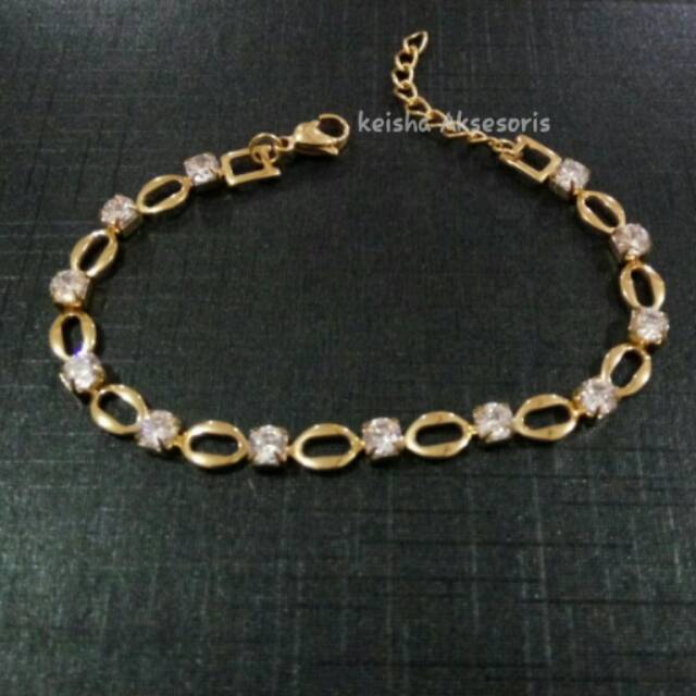 Gelang wanita titanium krepyak oval mata