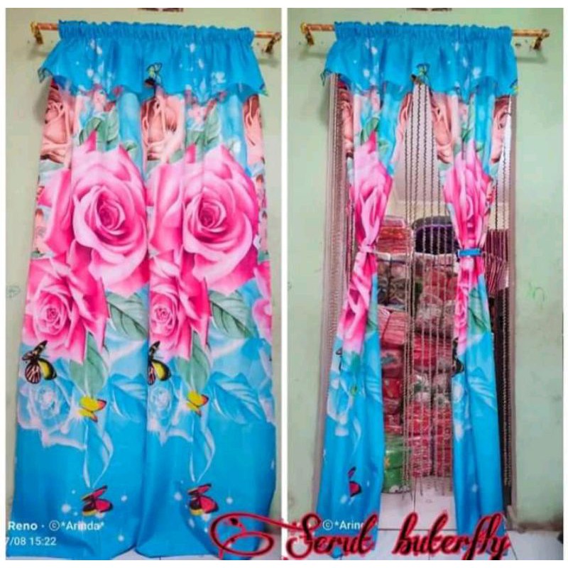 Gorden Serut Belah Tengah Motif bunga