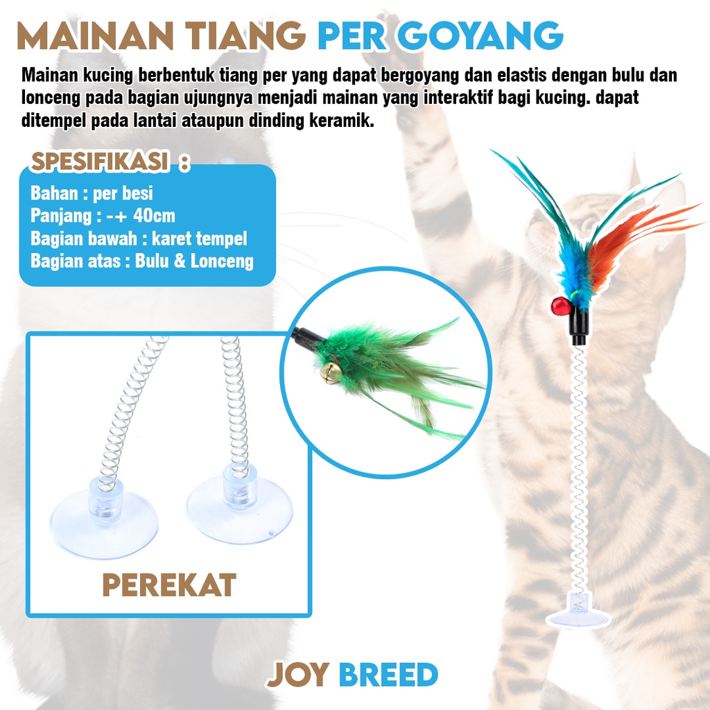 MAINAN KUCING TIANG PER GOYANG DENGAN BULU DAN LONCENG MURAH | JOY BREED OFFICIAL