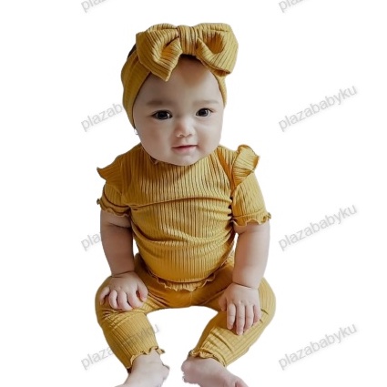 Plazababyku BBB VINCY setelan anak perempuan jumper bayi motif bunga lucu free headband