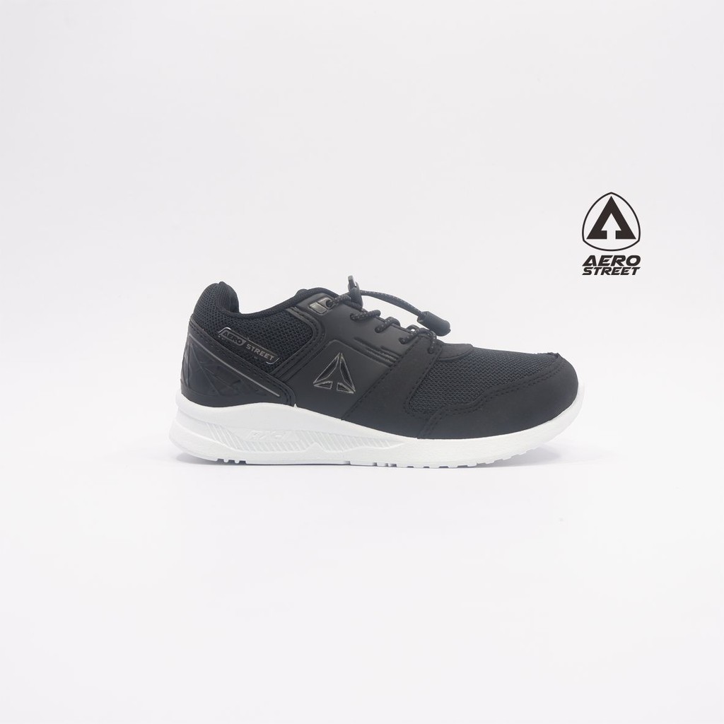 Aerostreet 31-34 Reago Hitam - Sepatu Sneakers Casual Sport Sekolah Pria Wanita Aero Street