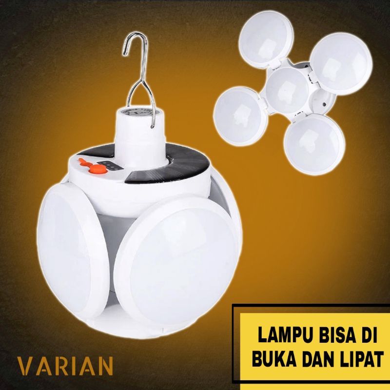 Lampu Emergency bentuk UFO /Lampu Darurat Solar Emergency LED TANPA LISTRIK /Lampu Dragon 5 Sisi Lipat Gantung Rechargeable/ Portable Lamp Bohlam Cas Lampu Camping Chager/ Lampu mati lampu 5 katup