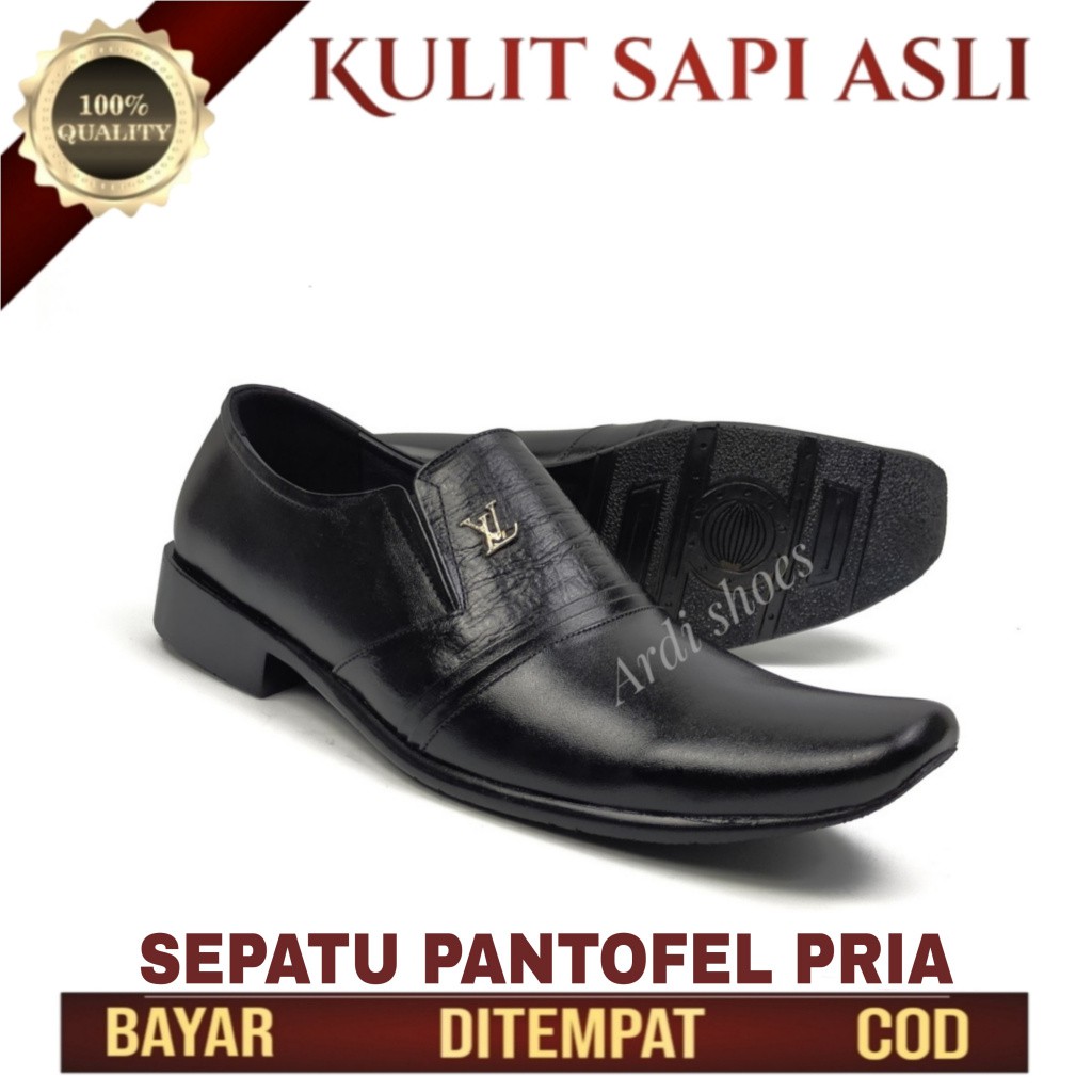 Sepatu Pantofel Kulit Sapi Asli Pantopel Kerja Cowok Sepatu Kantoran Pentofel Formal   073