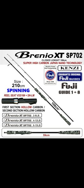 joran kenzi brenio xt 702 210 cm 15lb joran spinning