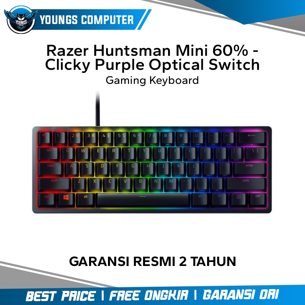 Razer Huntsman Mini 60% - Clicky Purple Optical Switch