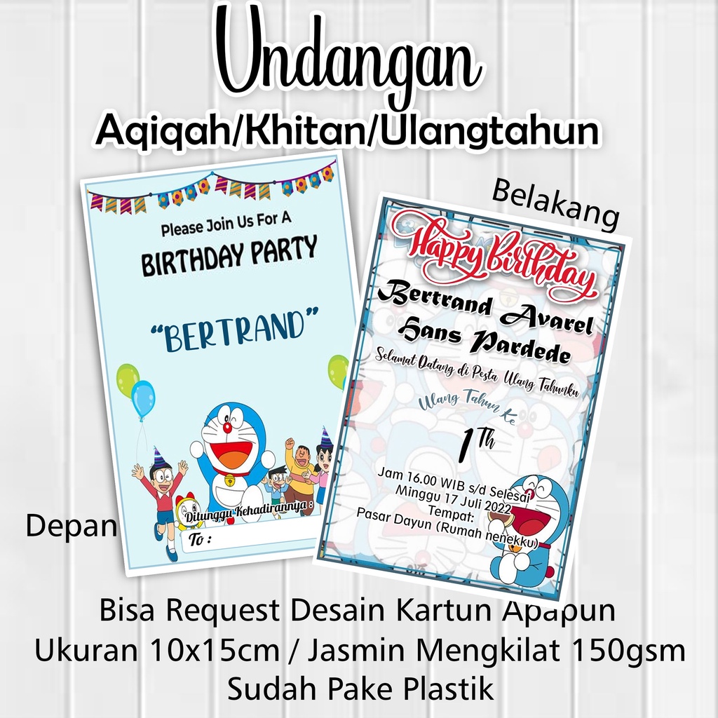 Jual undangan ulang tahun anak anak (BISA CUSTOM) | Shopee Indonesia