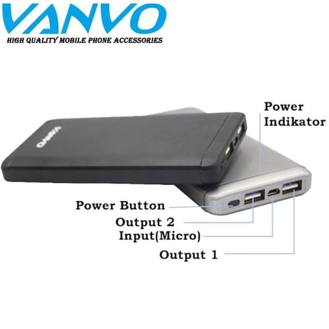 VANVO POWER BANK VANVO SLIM VES - 08A PB VANVO SLIM VES-08A 10000MAH POWER BANK DUAL USB OUTPUT