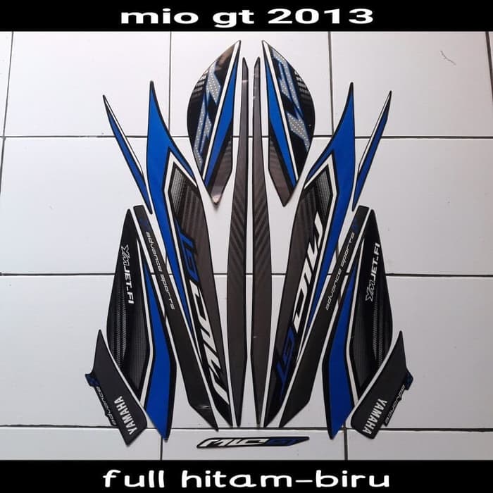 Striping Stiker Mio GT 2013 Hitam-Biru List strip