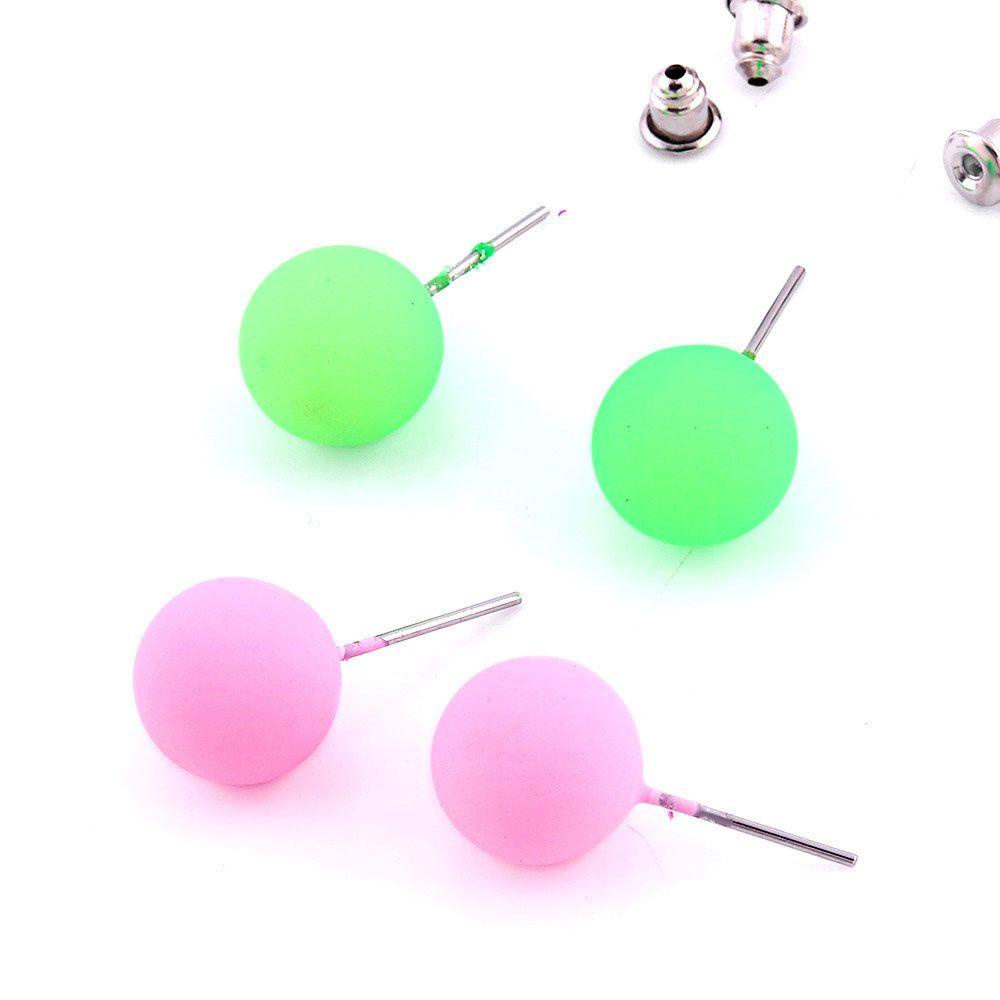 Needway Stud Earrings Little Girl 12pasang /set Bola Bulat Kecil CandyColor Perhiasan Akrilik