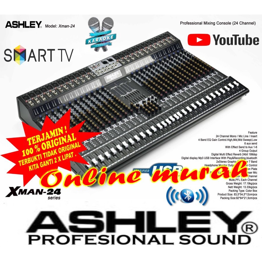 mixer ashley xman 24 x man 24 24 channel garansi resmi original