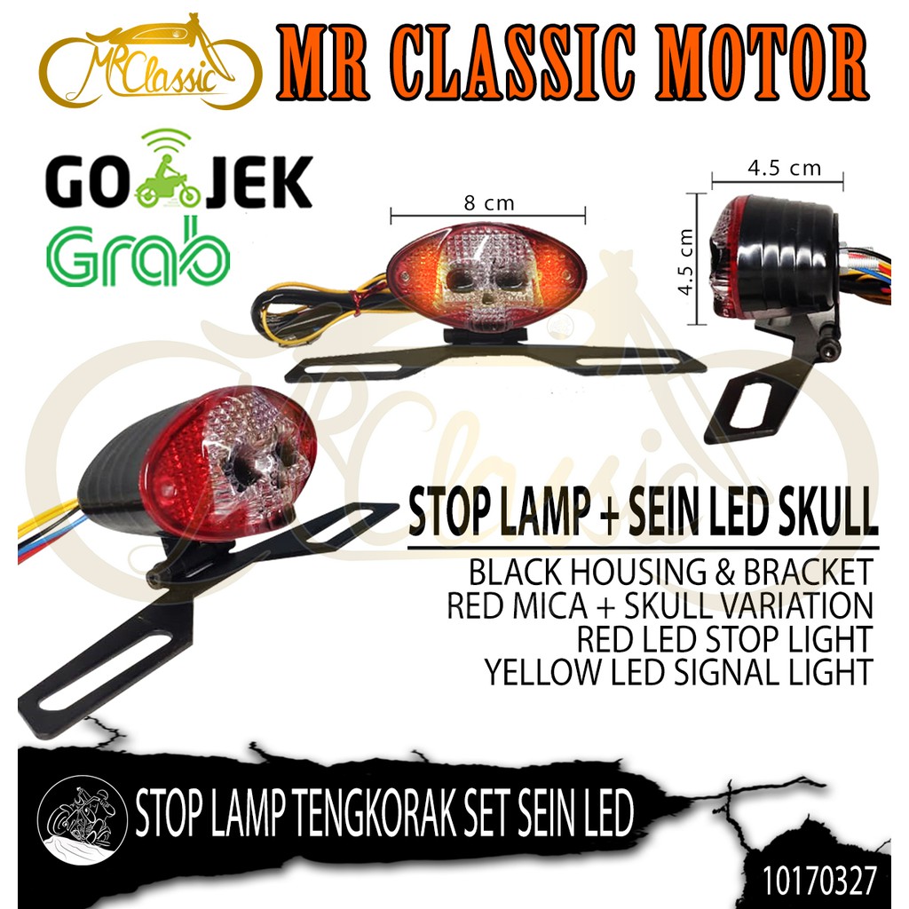 Stop Lamp/Lampu Belakang Tengkorak Set Sein LED Variasi Motor Custom