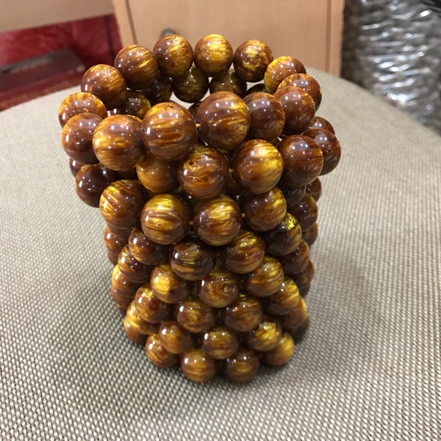 Tasbih Gelang 108 butir Akar Bahar/ Tali arus Emas size 16’mm 100% ASLI