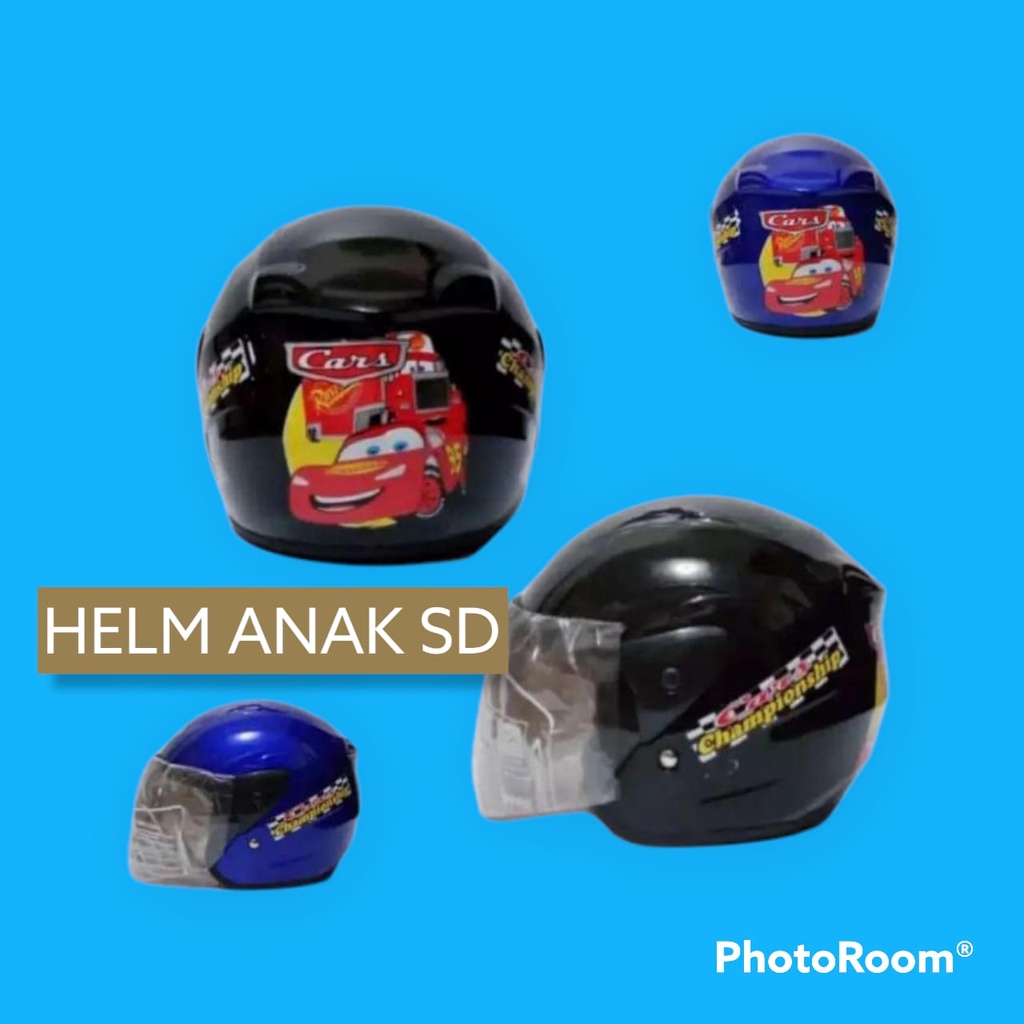 PROMO HELM ANAK KARAKTER FROZEN PUTIH, HULK PUTIH, IRONMAN PUTIH, BATMAN, TAYO umur 5-9 tahun