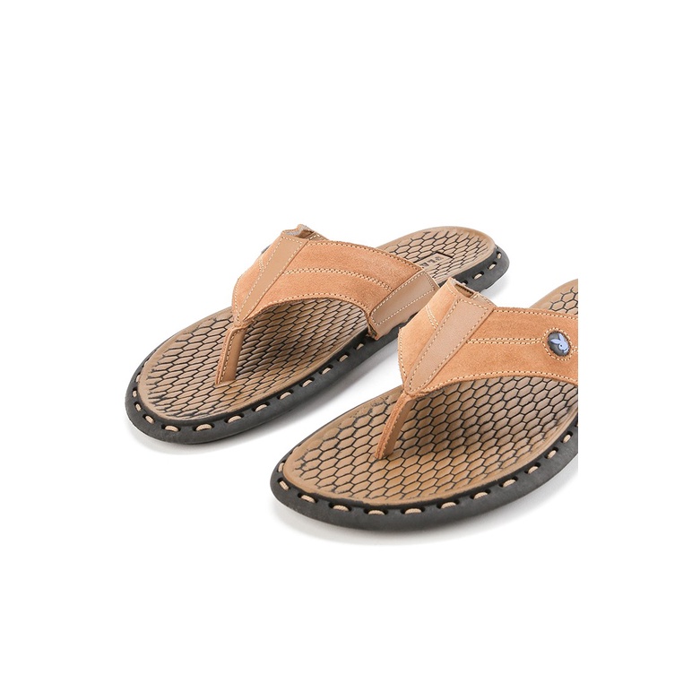 SANDAL JEPIT KULIT PLAYBOY PRIA ORIGINAL CASUAL BRANDED COKLAT PL03