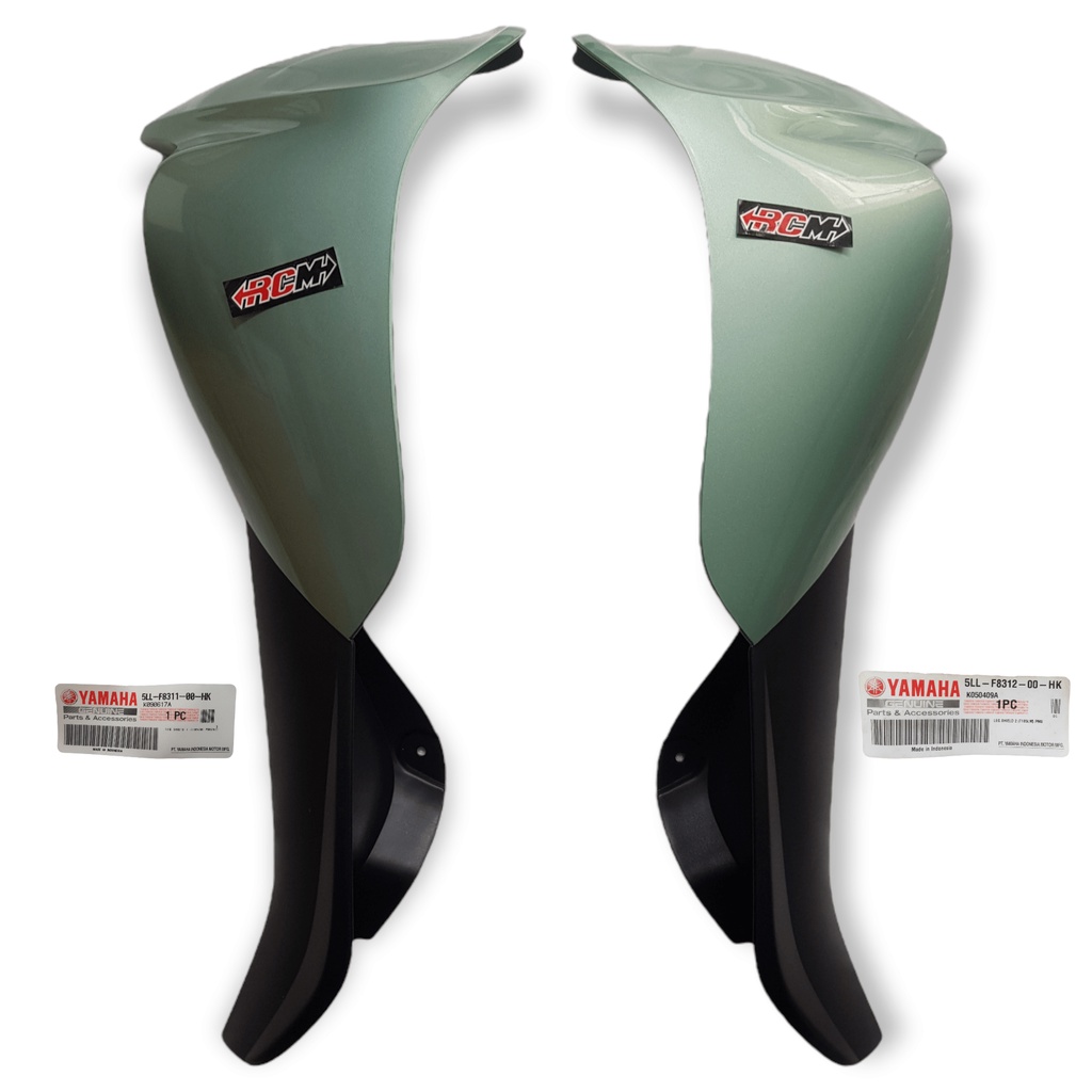 5LL-F8311-00-HK 5LL-F8312-00-HK SEPASANG SEPAKET BODI BODY COVER LEGSHIELD LEG SHIELD LEGSIL TEDENG TEBENG SAYAP LUAR JUP JUPITER Z OLD LAMA GREEN LIGHT GREEN HIJAU MUDA ORI ORIGINAL YAMAHA YGP ASLI