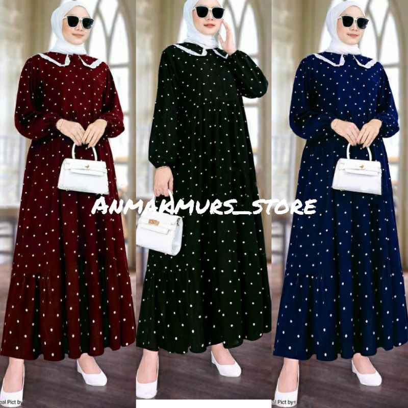 NURRYN BASIC MIDI DRESS DASTER MIDI DRESS KERAH POLKA SANSO MIDI DRESS POKY DRESS MIDI DRESS POLKADO