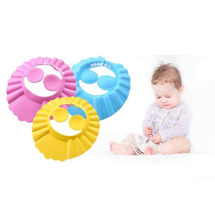 Topi Mandi Keramas Anak & Bayi Kancing Tutup Kuping Baby Shower Hat-2