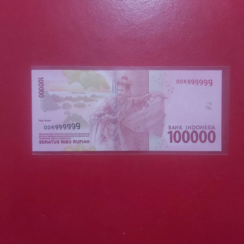 Uang Kertas 100 rb Nomor Cantik Solid 9 Prefix OOK