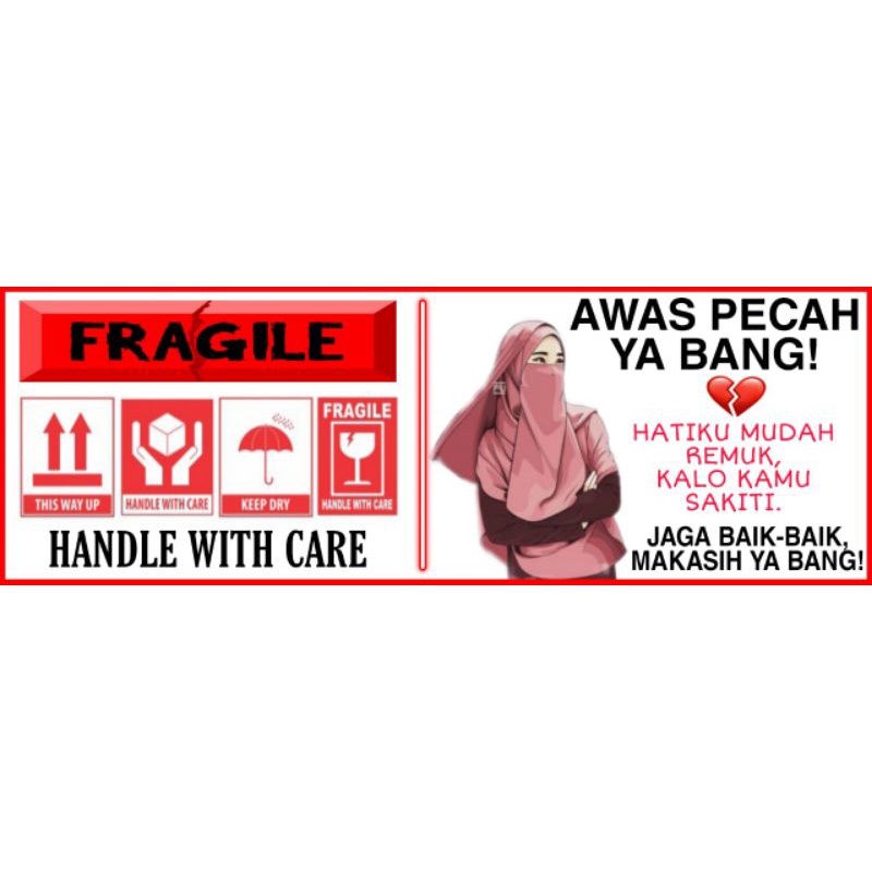 

STIKER FRAGILE UNIK 10x3,5 cm/ FRAGILE AWAS PECAH/ FRAGILE KEREN