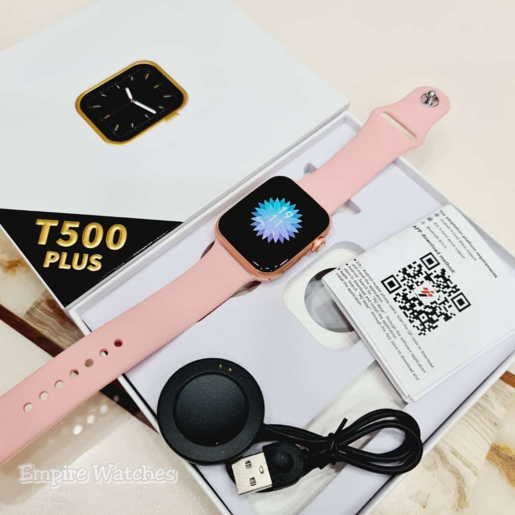 Jam tangan Smartwatch T500+ Plus Strap Rubber Pedometer dan Monitor Detak Jantung