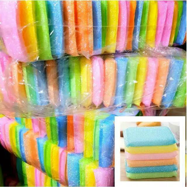 Sponge  Spond  Busa Cuci Piring  Warna / Spons Cuci Piring Warna Warni Spon Sponge Sabut Jaring Alat Dishwashing Dapur Masak Busa Serbaguna