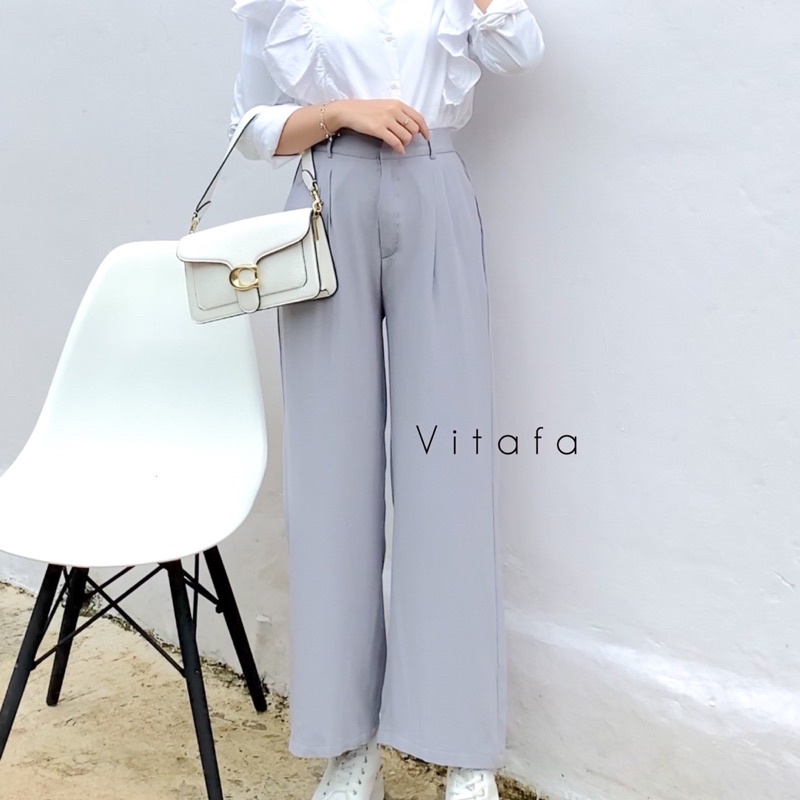 AISHA LOOSE PANTS BY VITAFA ID | FLOWY PANTS | WIDE LEG PANTS | CELANA HIGHWAIST FLOWY