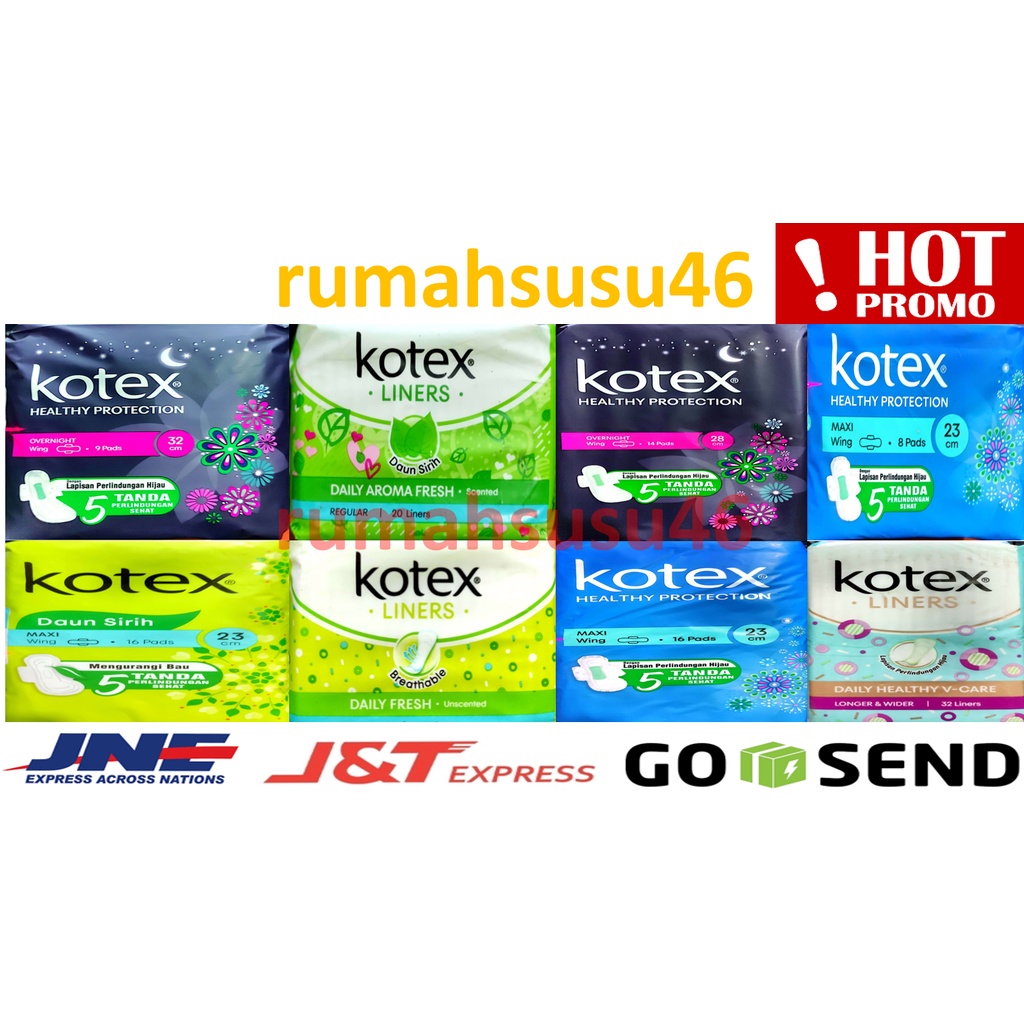 Jual Kotex Pembalut Overnight, Maxi Slim, Daily Fresh, Liners Aloe Vera