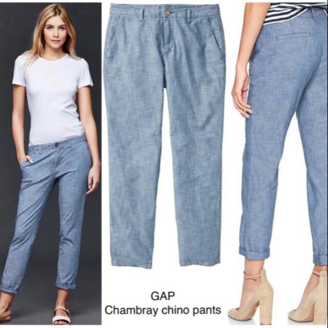 Celana Wanita Branded Murah GAP Chambray Chino