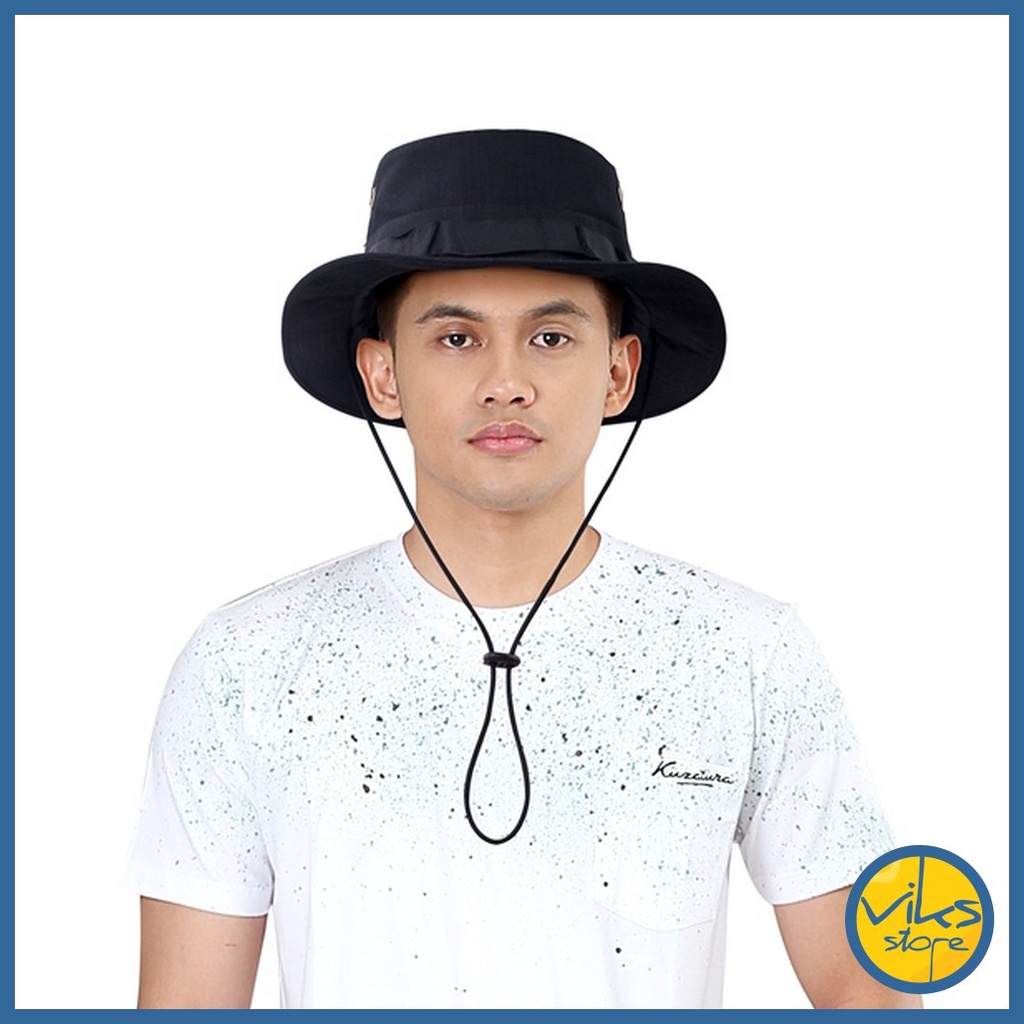 Topi Rimba Bucket Hat Safari Mancing Pancing Adventure Hutan Hiking Naik Gunung Hutan Lokal Original