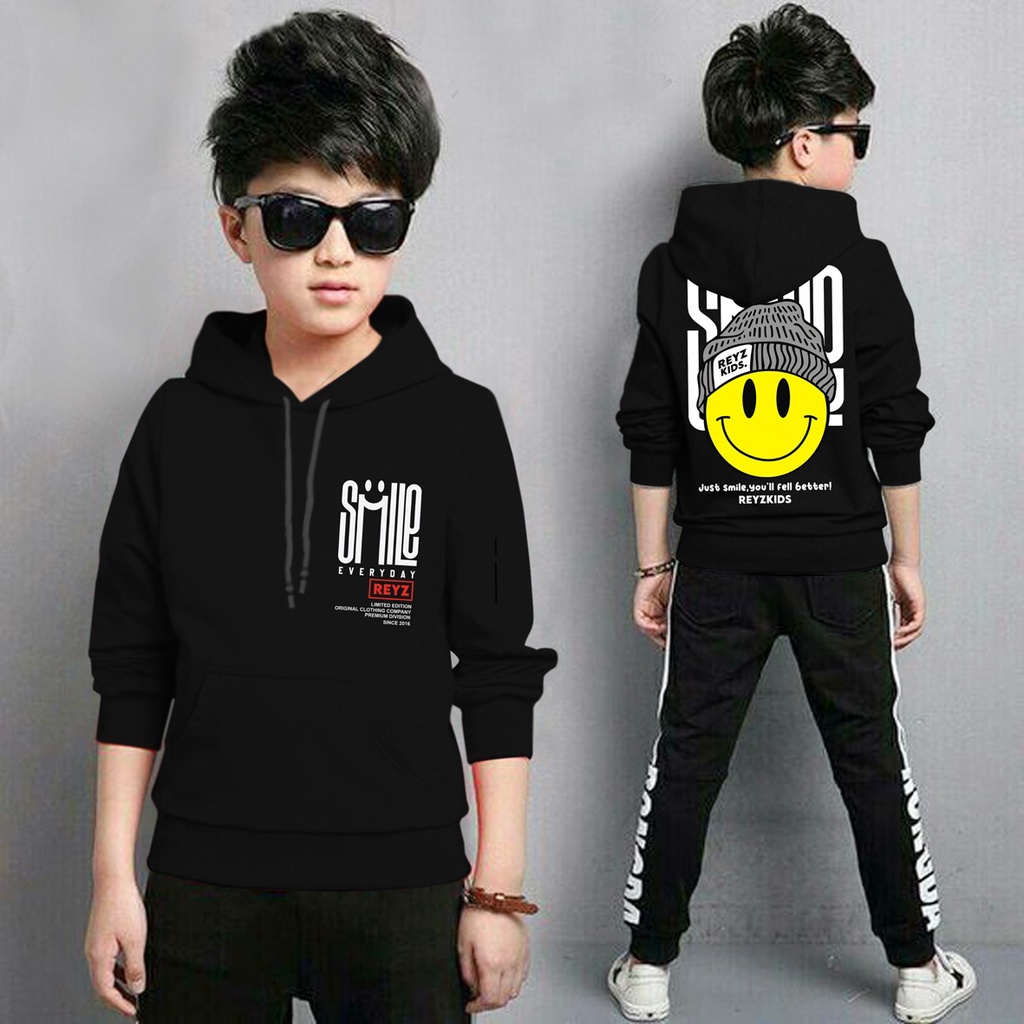 Jaket Anak Laki Laki/Jaket Anak Terbaru/Hoodie Anak Smile Anak Gaming Bahan Fleece Tebal 4-11 TAHUN