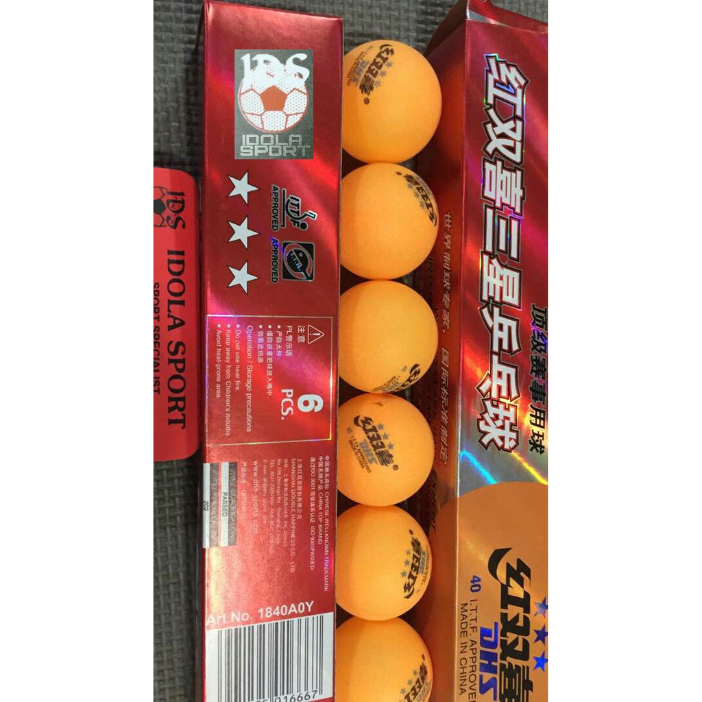Bola pingpong / tenis meja DHS (Orange isi 6)