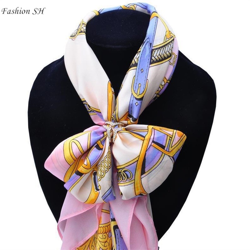 Rhinestone inlaid scarf buckle simple fashion scarf clip scarf loop wrap silk scarf buckle clothespin scarf shawl (gold+silver) M40031