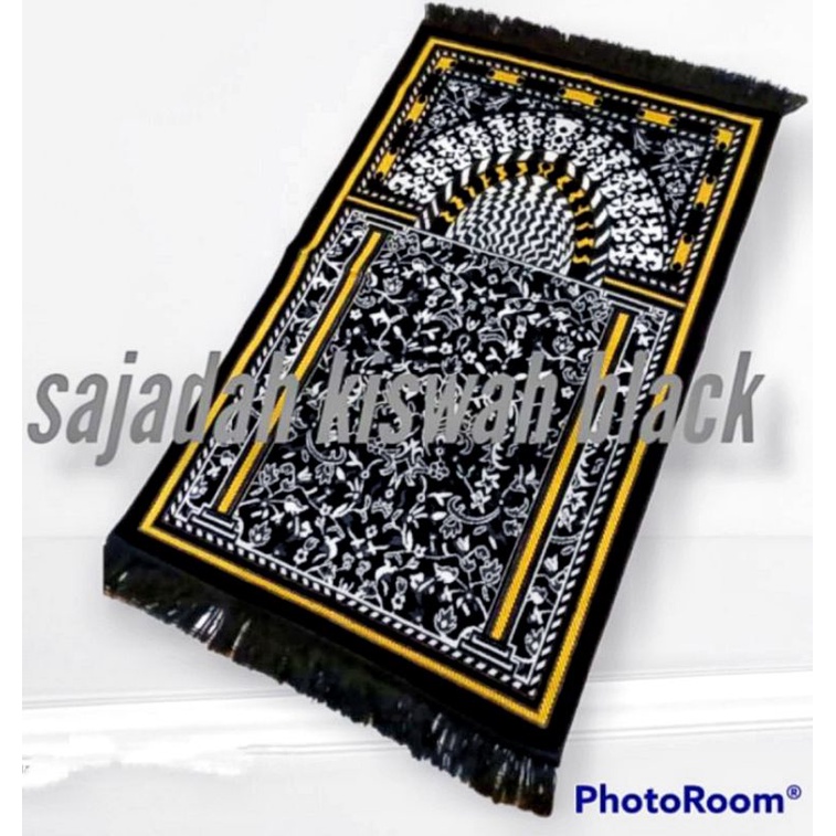 SAJADAH DEWASA TURKY KISWAH HITAM EXCLUSIVE TERBARU/ukuran 110cmX70cm/Bahan bludru premium gold Spiegel halus dan lembut / muslim