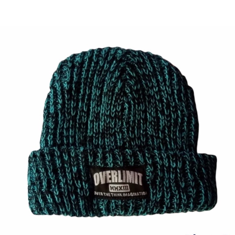 Beanie Hat OVERLIMIT Pria Wanita | Topi Rajut Distro | Bennie Hat Dewasa Tebal-Hijau Two Ton