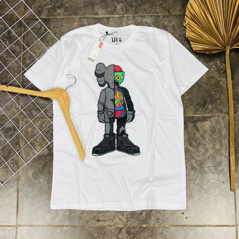KAOS T SHIRT TEE UNIQLO X KAWS ANATOMY STABILO PARODY PRINTED PUTIH PREMIUM AUTHENTIC