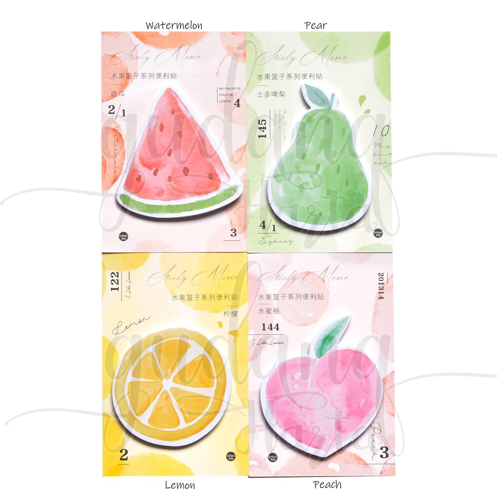 

GCC Sticky Notes Watercolor Fruit Series Watermelon Peach Lemon Semangka Pear Lucu Unik Memo 301263
